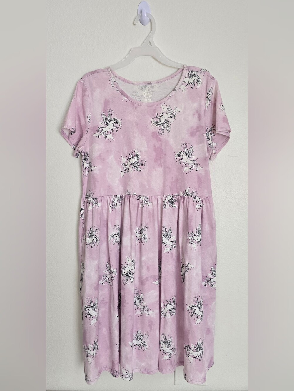 Wonder Nation Pink Unicorn Short Sleeve Dress Pink Size XXL (18)